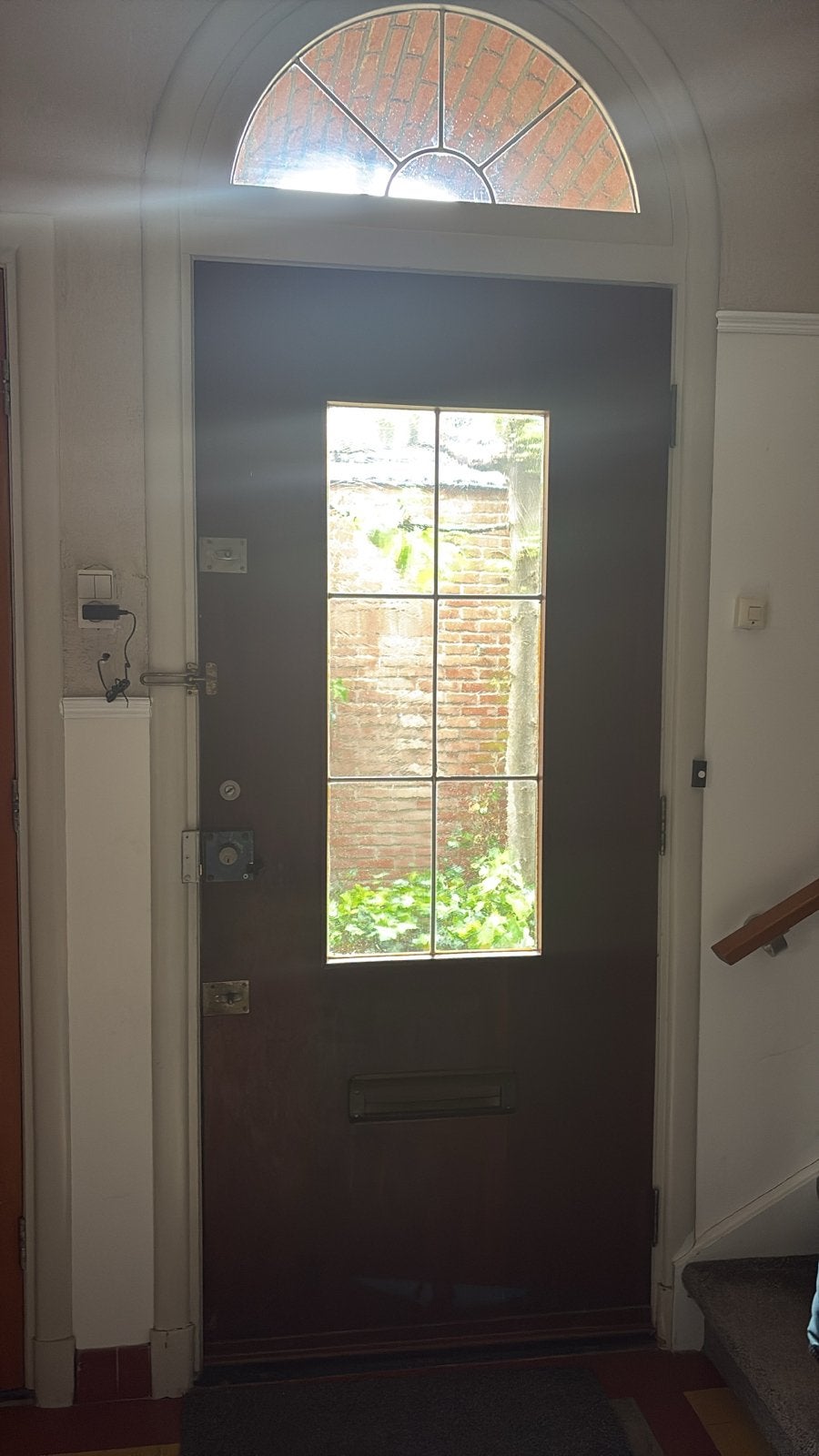 Houten Buitendeur met Glas en Bovenlicht, Ophalen, Gebruikt, 80 tot 100 cm, Buitendeur