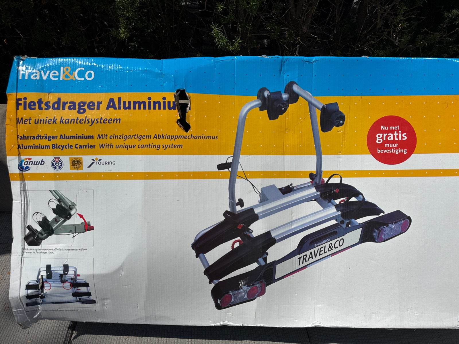 Travel & Co Aluminium Fietsendrager met Kantelsysteem, Auto diversen, Fietsendragers, Ophalen, 2 fietsen, Zo goed als nieuw, Trekhaakdrager