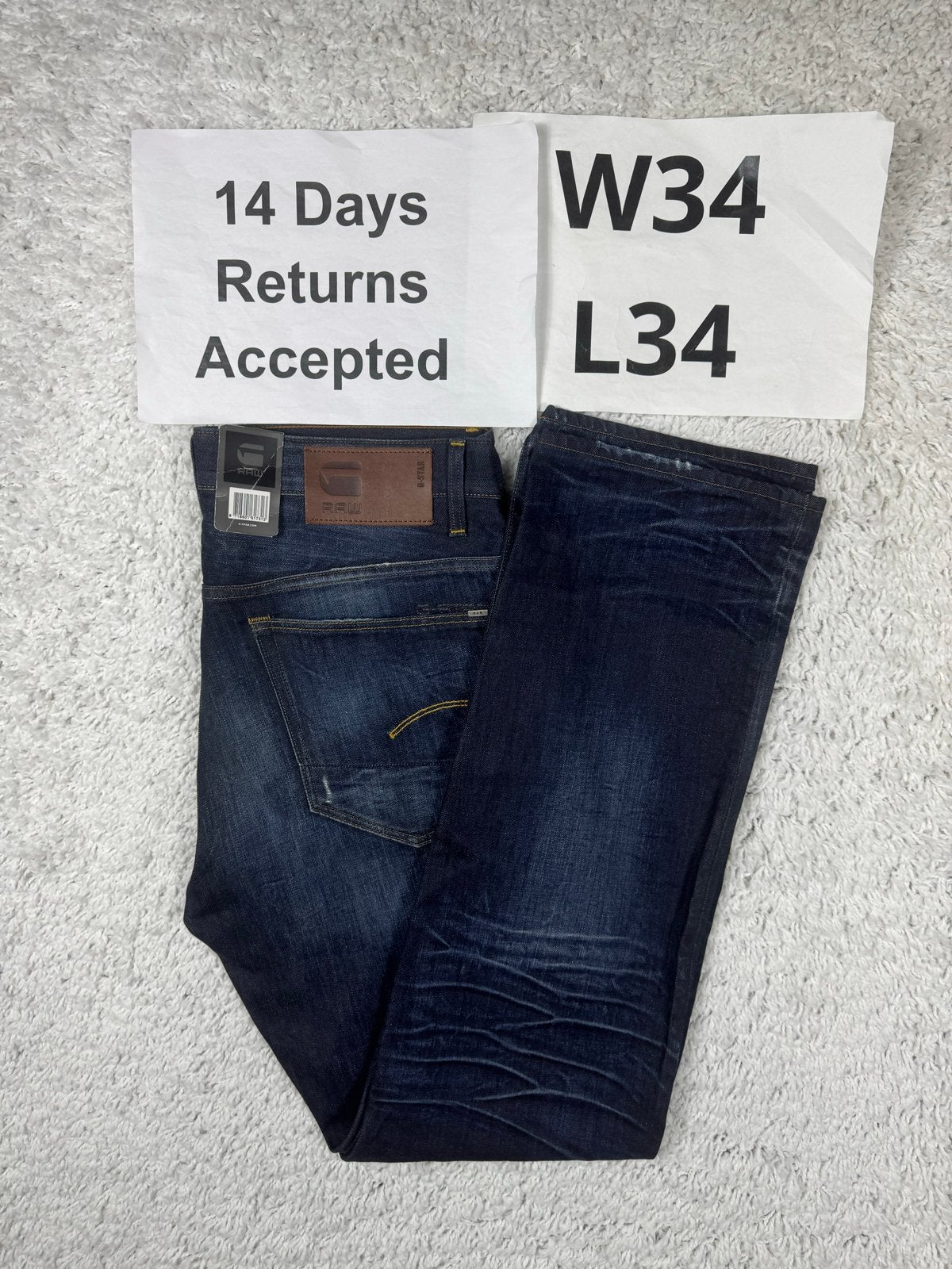 G-Star RAW 3301 Loose Jeans - Donkerblauw W34 L34 2909, Blauw, Ophalen of Verzenden, W33 - W34 (confectie 48/50), B