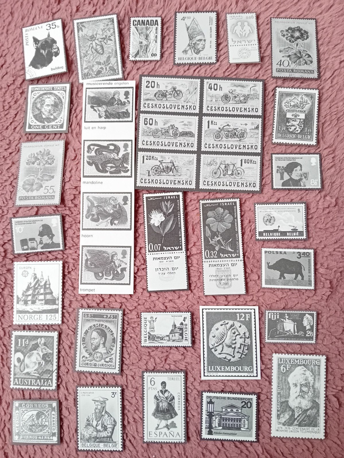 zakje ephemera papieren postzegels, zwart/wit, Hobby en Vrije tijd, Ophalen of Verzenden, Nieuw, Papier of Karton, Overige merken