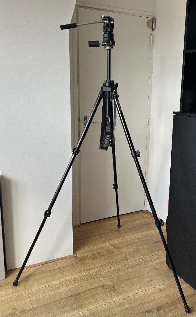 Manfrotto statief, compleet, Ophalen, Driepoot, Zo goed als nieuw, 175 cm of meer
