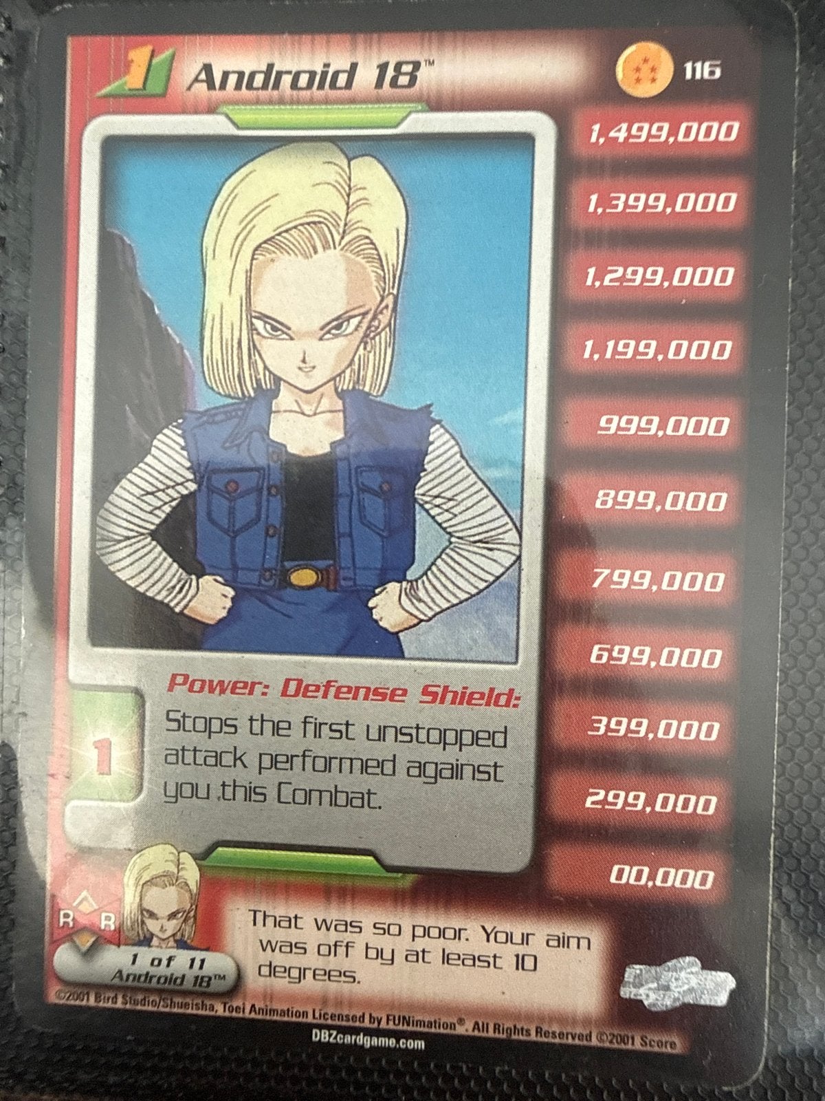 Dragon Ball Z TCG Android 18 (1 of 11) - Zeldzame Kaart, Ophalen of Verzenden, Gebruikt, Losse kaart