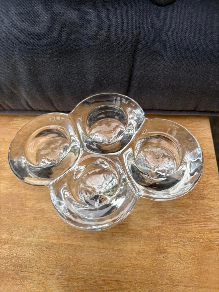 Waxinelichtjes houder,18cm br 14 cm lengte, Ophalen of Verzenden, Zo goed als nieuw, Glas of Kopje