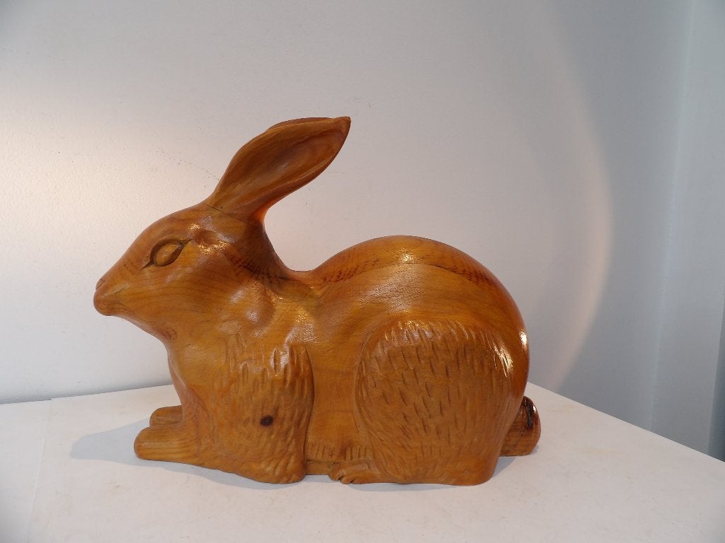 Gaaf groot Konijn Hout, Deco Novo, Spanje 70/80er jaren, Ophalen of Verzenden, Zoogdier, 20 - 50 cm, Beeld