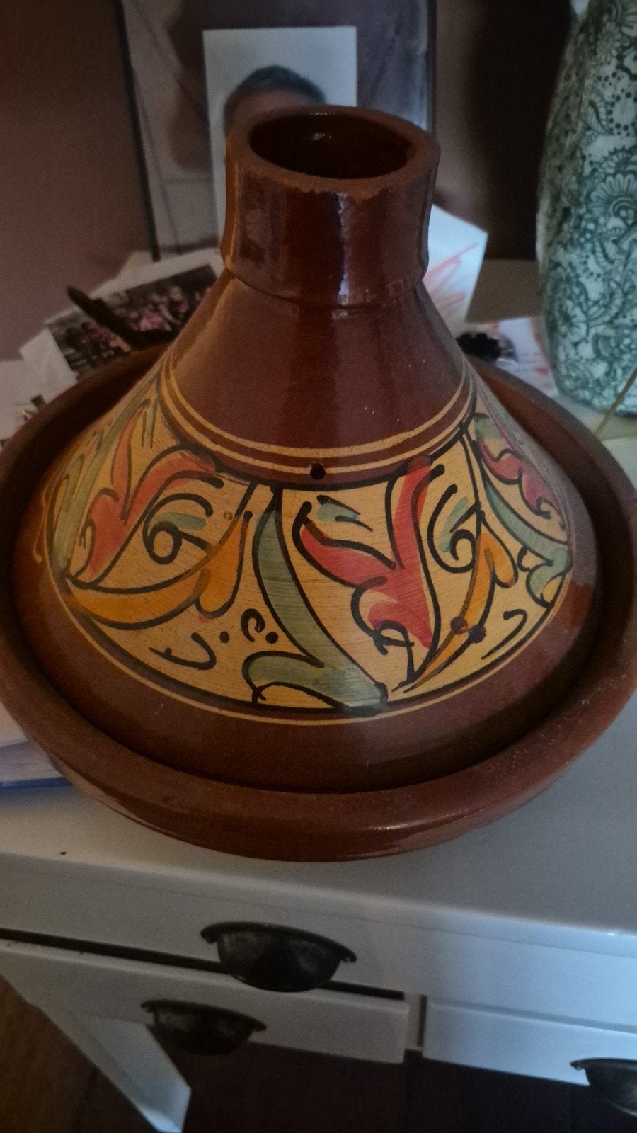 Mooie Tajine geschikt voor gasplaat en oven, Ophalen, Gebruikt, Met deksel, Tajine