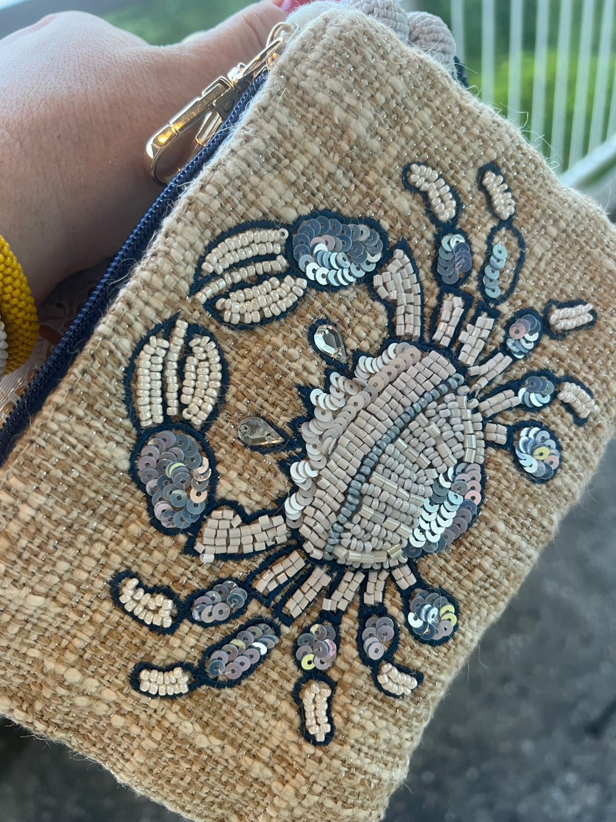 Small bag with keychain crab embellishment Handmade India, Ophalen of Verzenden, Nieuw, Handtas