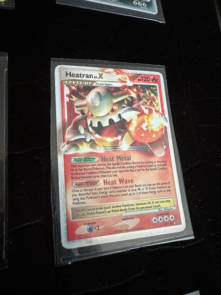 Pokemon kaart heatran lv x, Ophalen of Verzenden, Zo goed als nieuw, Losse kaart, Foil
