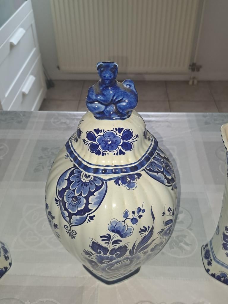 Prachtige Delfts Blauwe Vazen Set - Handgeschilderd, Antiek en Kunst, Antiek | Vazen, Ophalen