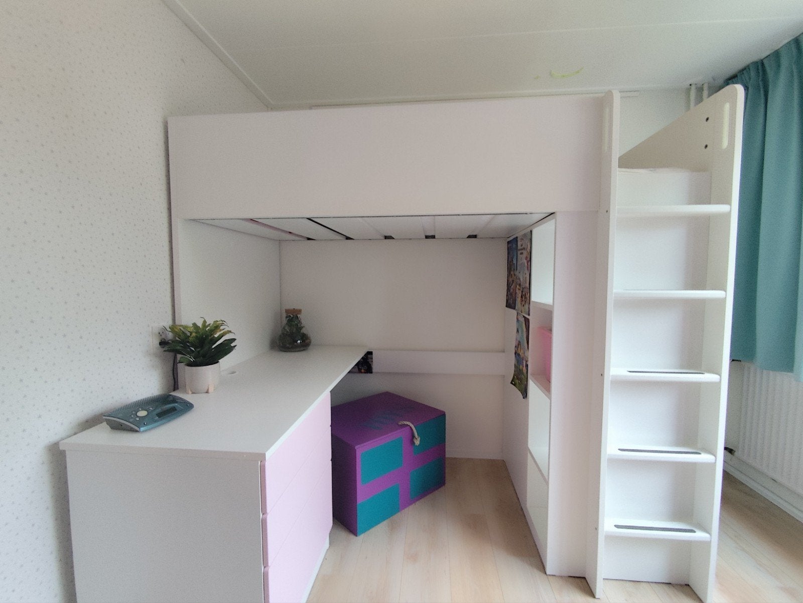 smastad hoogslaper, met bureau, Ophalen, 100 cm, Hoogslaper, Eenpersoons