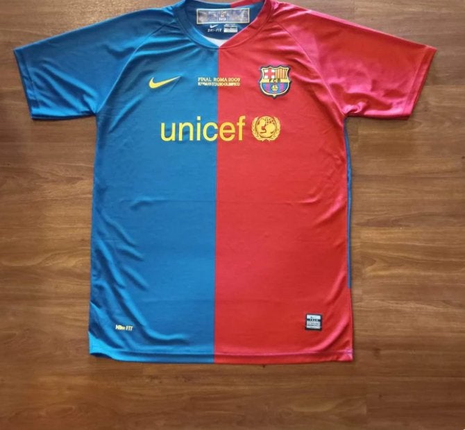 FC Barcelona Thuisshirt 2009 Finale Roma Unicef, Kleding | Heren, Ophalen of Verzenden, Zo goed als nieuw, Maat 48/50 (M), Blauw