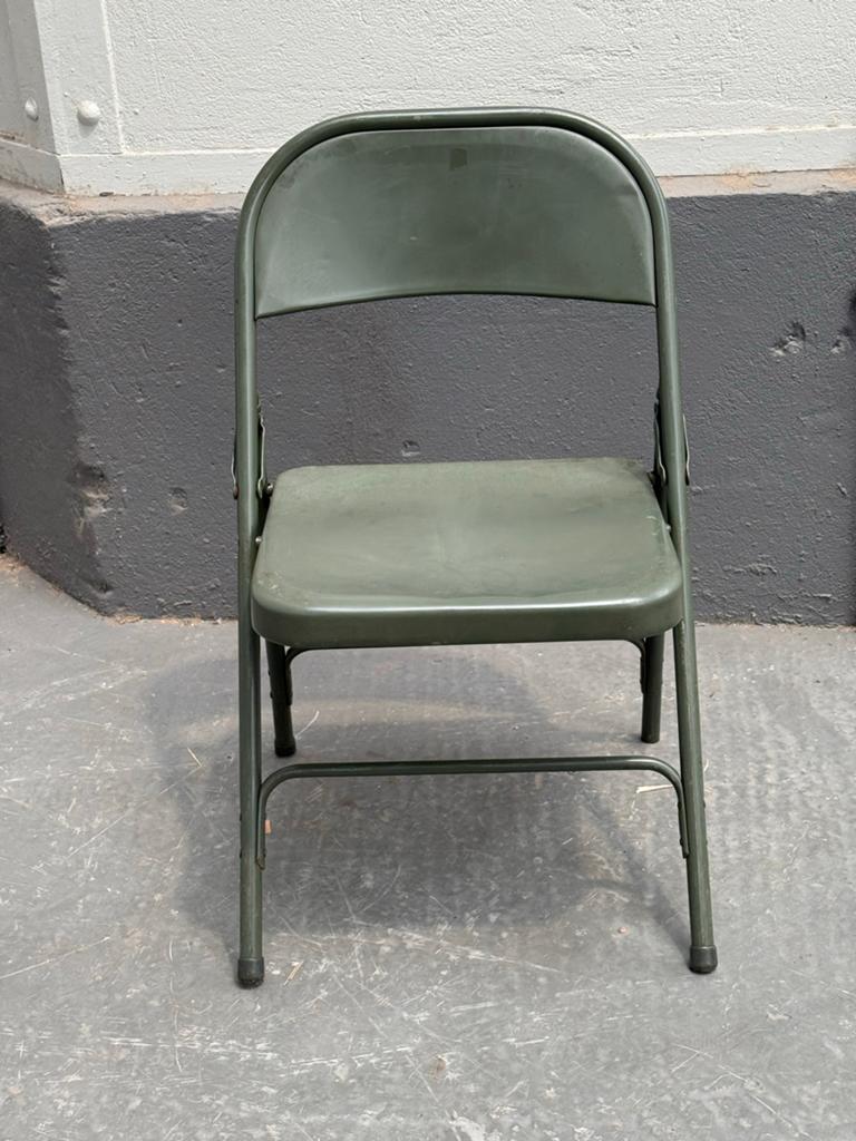 Vintage Groene Klapstoel - Metaal, Huis en Inrichting, Stoelen, Gebruikt, Overige kleuren, Ophalen of Verzenden, Metaal