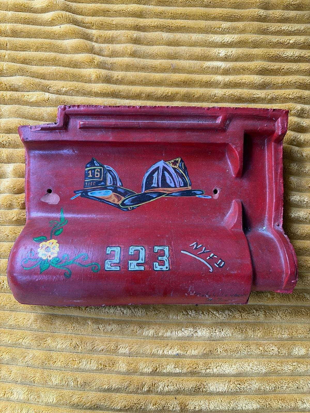 Unieke Handgeschilderde Dakpan - Brandweer Thema, Ophalen of Verzenden