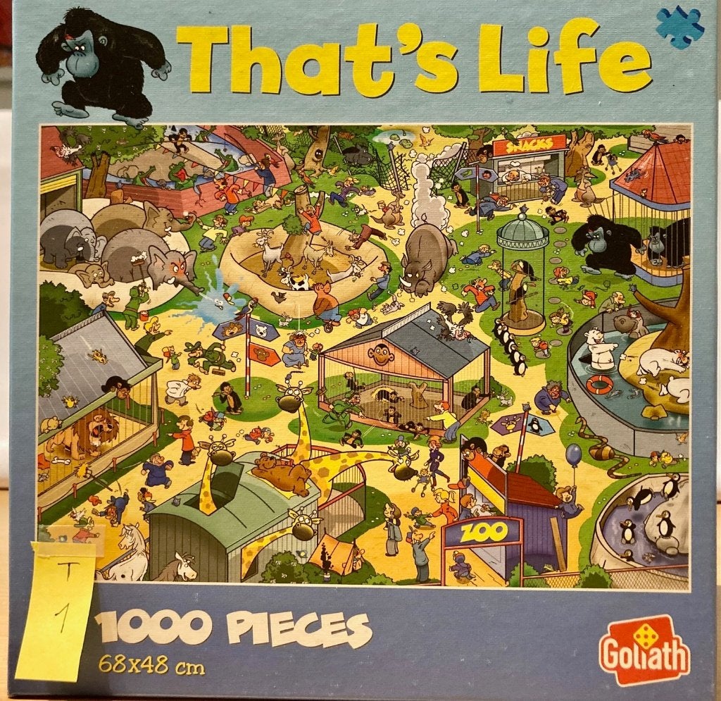 T1 Thats life legpuzzel 1000 stukjes, Ophalen of Verzenden, 500 t/m 1500 stukjes, Zo goed als nieuw, Legpuzzel