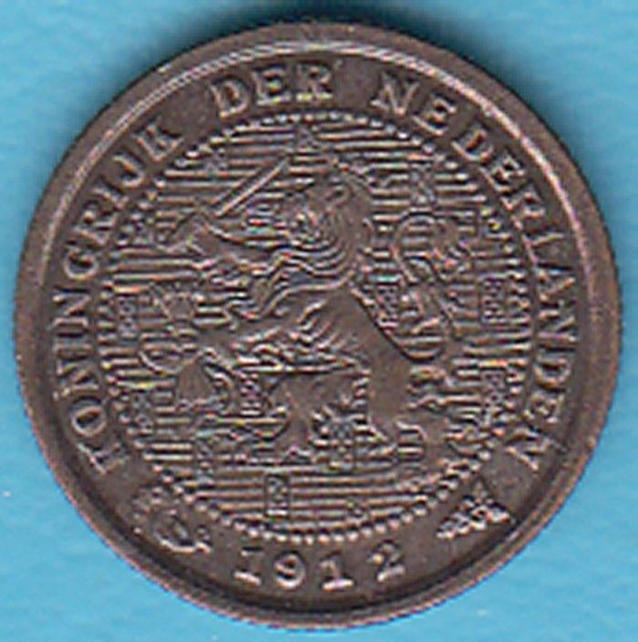 Nederland halve cent 1912 Wilhelmina in munthouder - mooi, Ophalen of Verzenden, Koningin Wilhelmina, Overige waardes, Losse munt