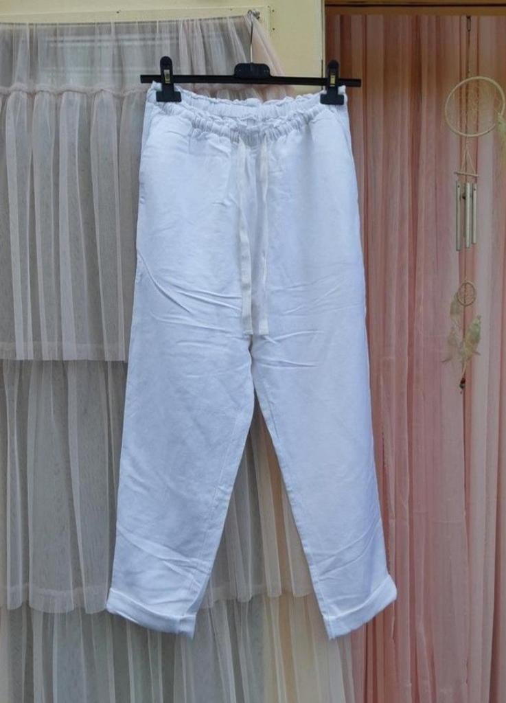 Oysho nieuwe witte linnen/viscose broek S M, Osho, Wit, Nieuw, Ophalen of Verzenden