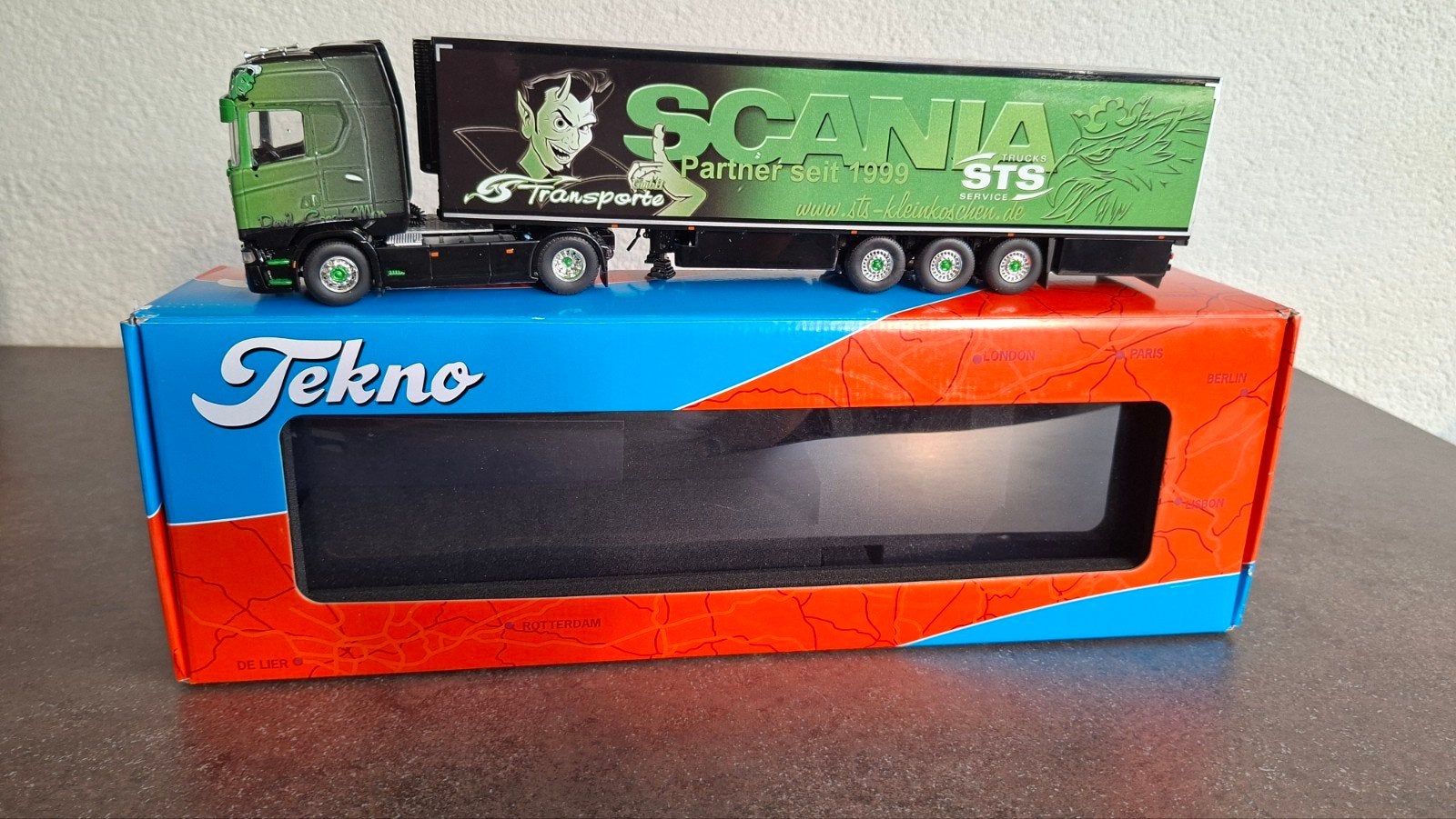 Tekno Scania V8 STS Transport modelvrachtwagen, Ophalen of Verzenden, Gebruikt, Overige merken