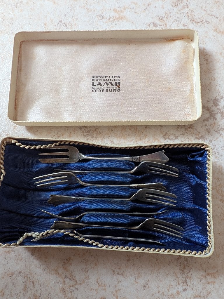 zilveren vintage gebaks- / -taartvorkjes, Antiek en Kunst, Ophalen of Verzenden, Zilver