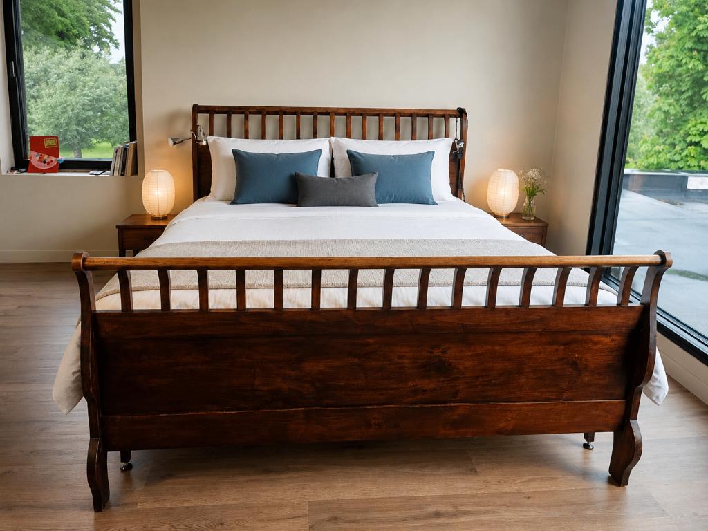 Bed 180x210 cm, Ophalen, Gebruikt, Bruin, 210 cm