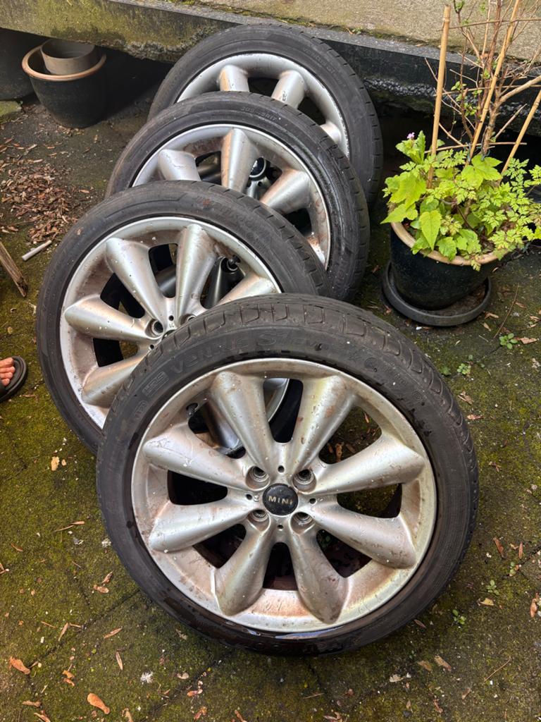 Originele Mini R55 Velgen met Banden (3 stuks), Gebruikt, Banden en Velgen, 17 inch, Personenwagen
