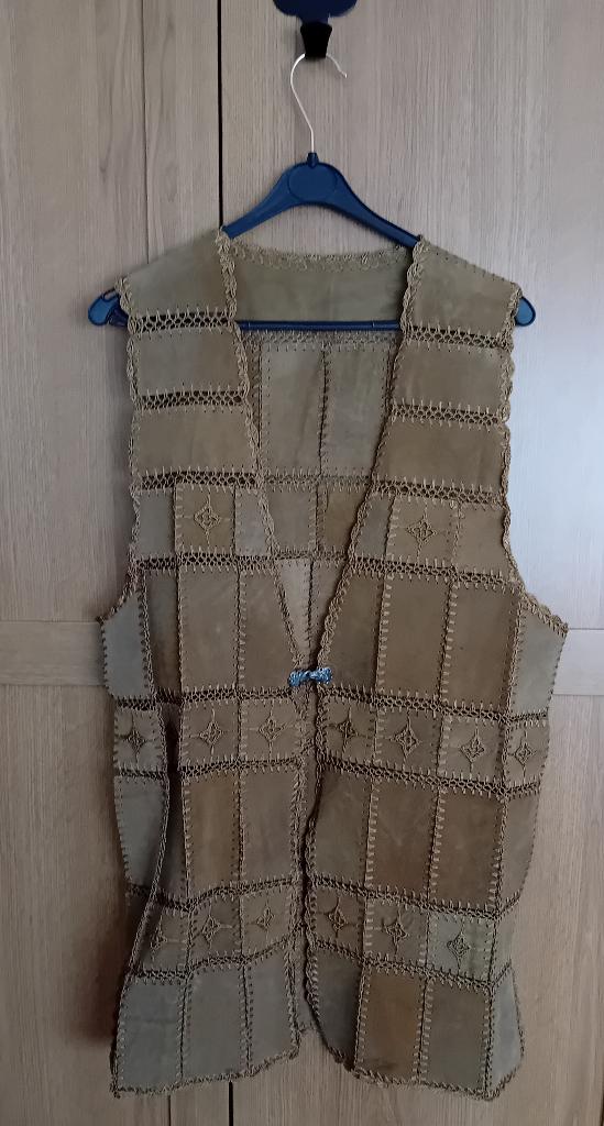 Vest gemaakt van stukjes leer - vintage, Ophalen of Verzenden, Gedragen, Trui of Vest