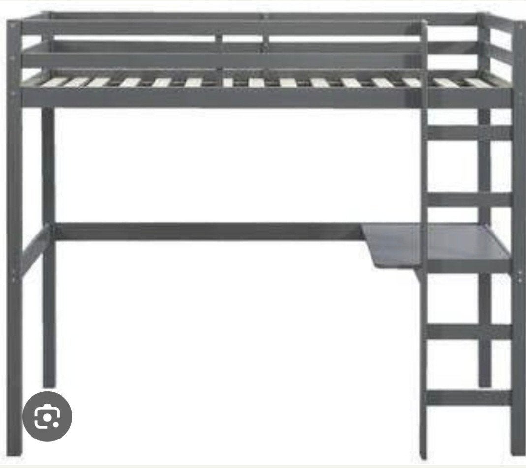Hoogslaper Ties 90 x 200 cm met bureau en lattenbodem, Gebruikt, Eenpersoons, 160 tot 180 cm, Ophalen of Verzenden