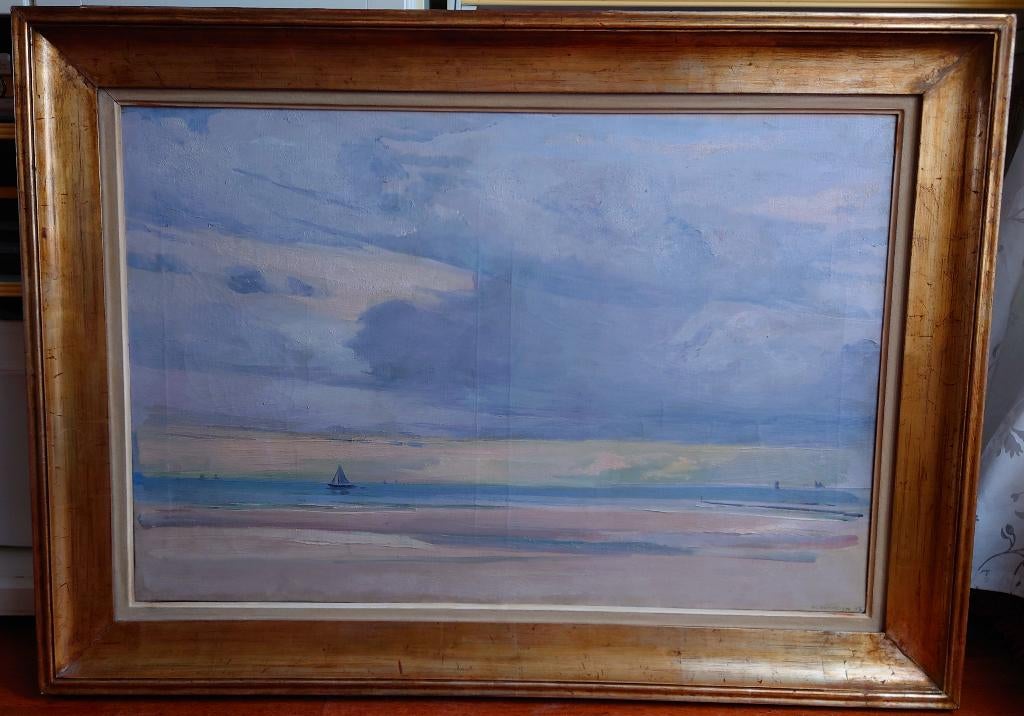 Alfons VERHEYEN (1903-1990) Noordzee strand 1947 olieverf, Ophalen of Verzenden