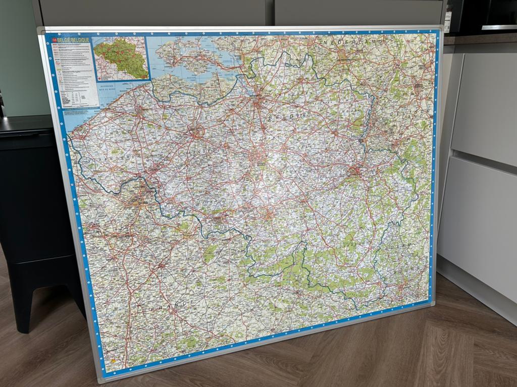 Grote Falk Landkaart België - magneetbord., Ophalen, België of Luxemburg, 1800 tot 2000, Landkaart