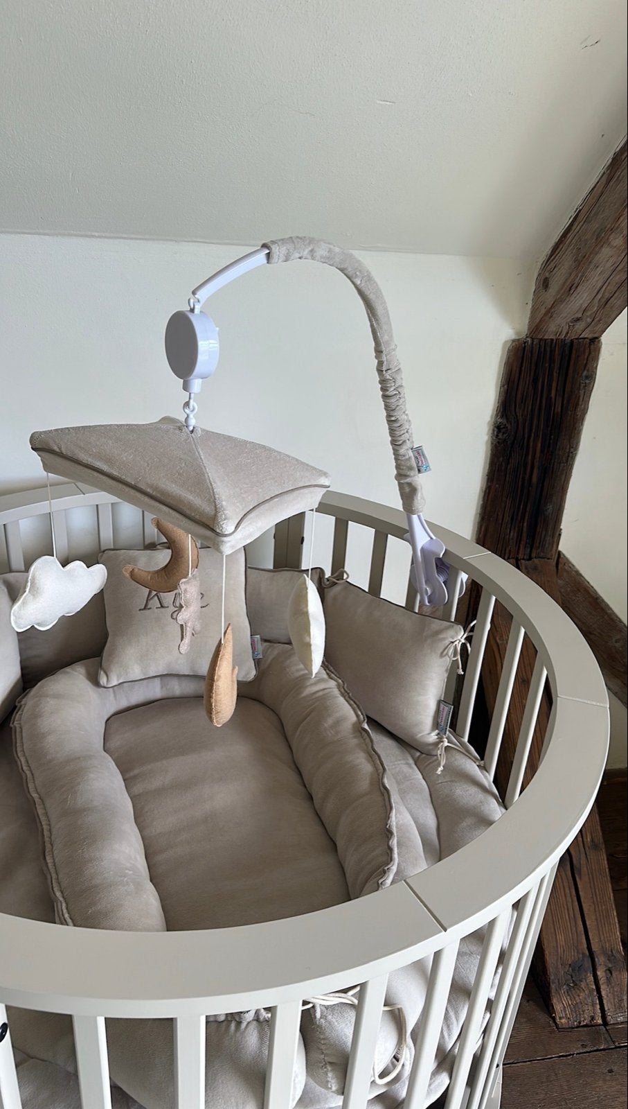 Ronde baby box Puck oatmeal, Ophalen, Nieuw, Minder dan 140 cm, 85 tot 100 cm