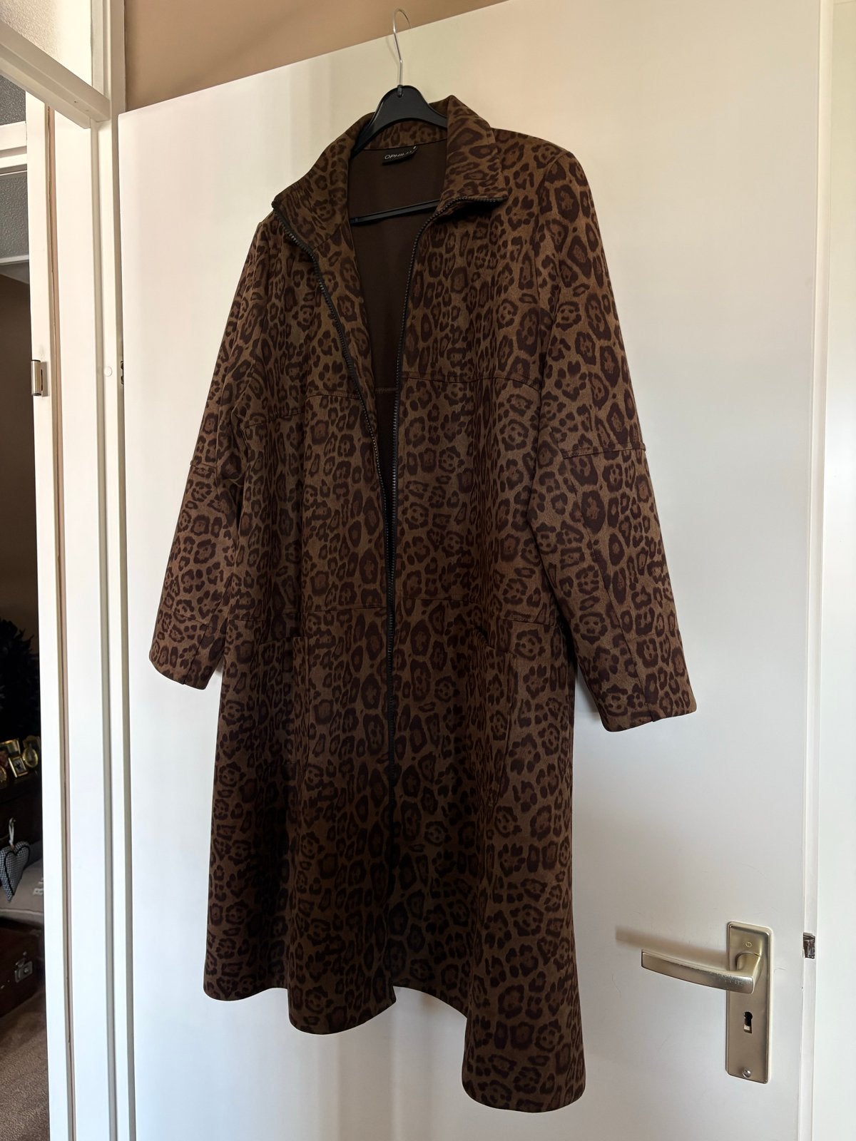 Ophilia Leopard Print Jas - mt 48-50, Verzenden, Zo goed als nieuw, Maat 46/48 (XL) of groter, Bruin