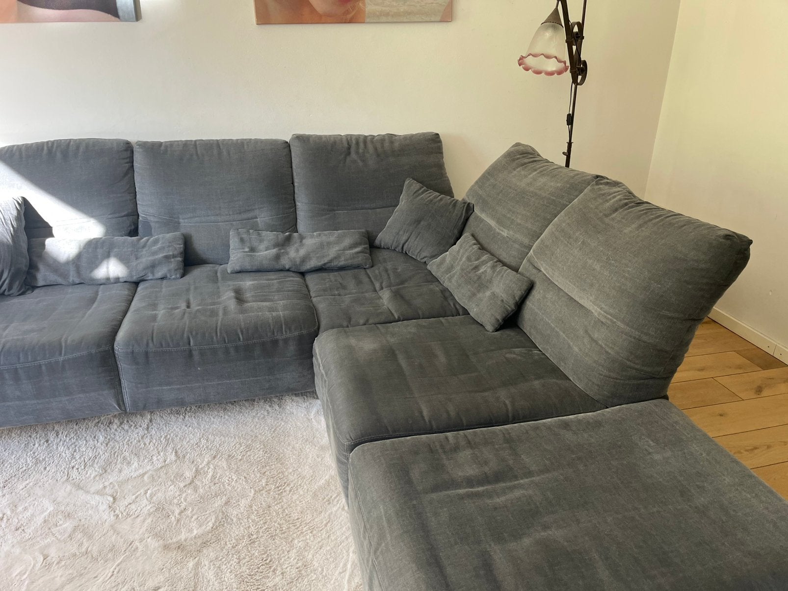 Foto 2 van Musterring grote hoekbank / loungebank – grijs – verstelbaar