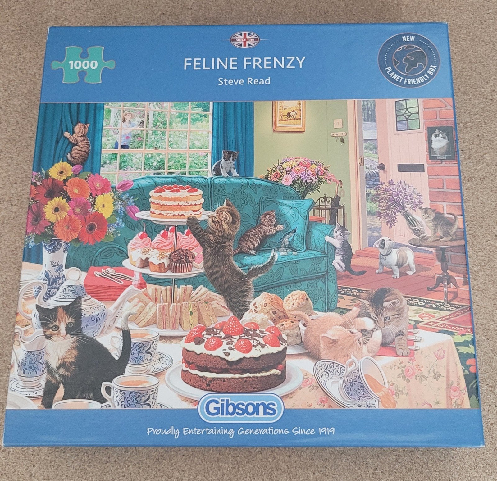 Gibsons Legpuzzel Feline Frenzy 1000 stukjes, Ophalen of Verzenden, 500 t/m 1500 stukjes, Zo goed als nieuw, Legpuzzel