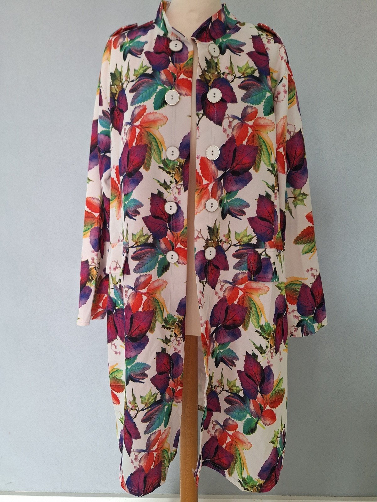 Magna 48/50 Halflange Jas Colbert bloemen print., Kleding | Dames, Meerkleurig, Ophalen of Verzenden, Jasje of Colbert, Magna