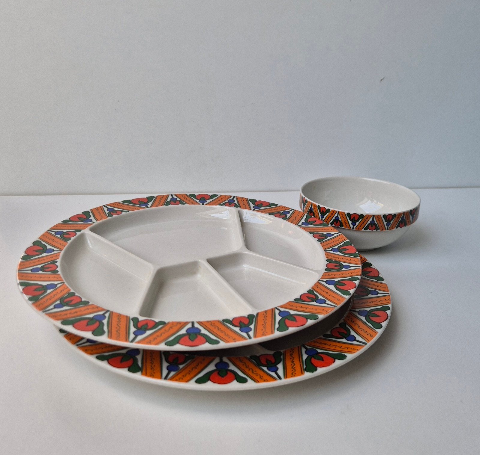 Fondueborden en kommetje Septfontaines Villeroy en Boch, Antiek en Kunst, Ophalen of Verzenden