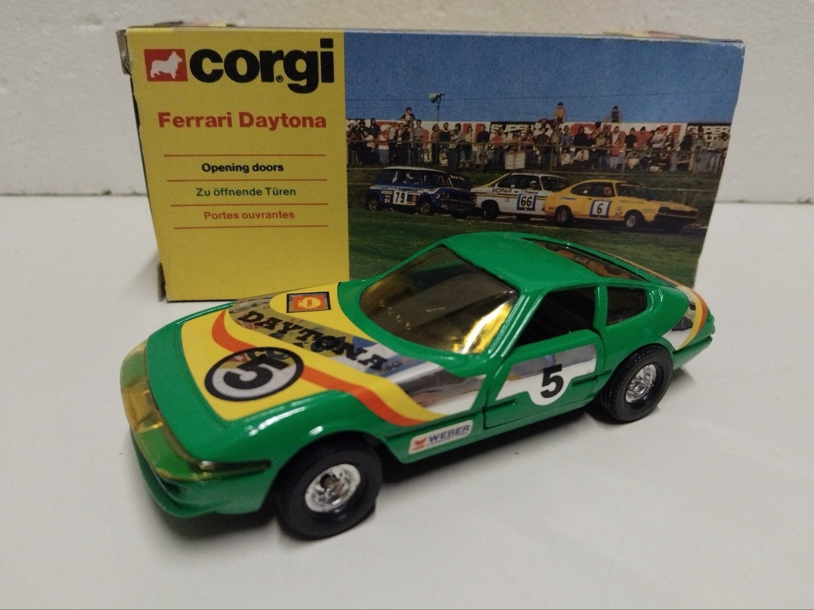 Vintage Corgi Toys Ferrari 365 GTB DAYTONA green, Ophalen of Verzenden, Gebruikt, Auto