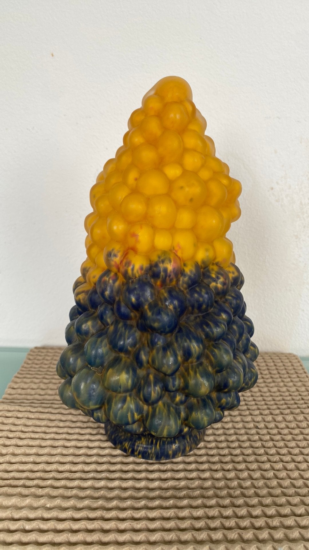 GLAZEN LAMPENKAP IN VORM DRUIVENTROS (24cm)., Ophalen of Verzenden, Blauw, 24 cm, Glas