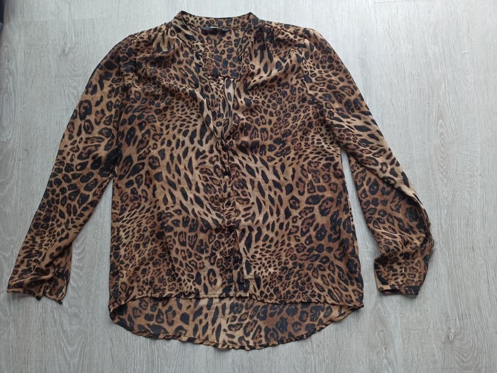 Panter blouse, Kleding | Dames, Ophalen of Verzenden, Zo goed als nieuw, Maat 36 (S), Bruin