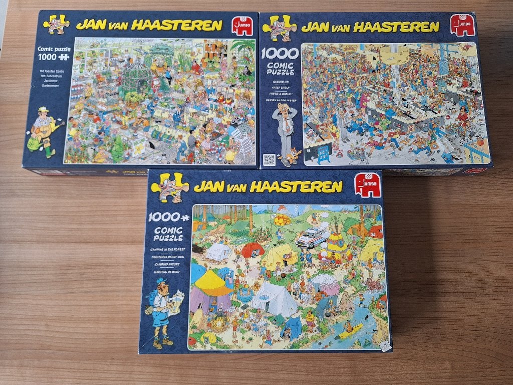3x Jan van Haasteren puzzels 1000 stukjes, Ophalen of Verzenden, 500 t/m 1500 stukjes, Zo goed als nieuw, Legpuzzel