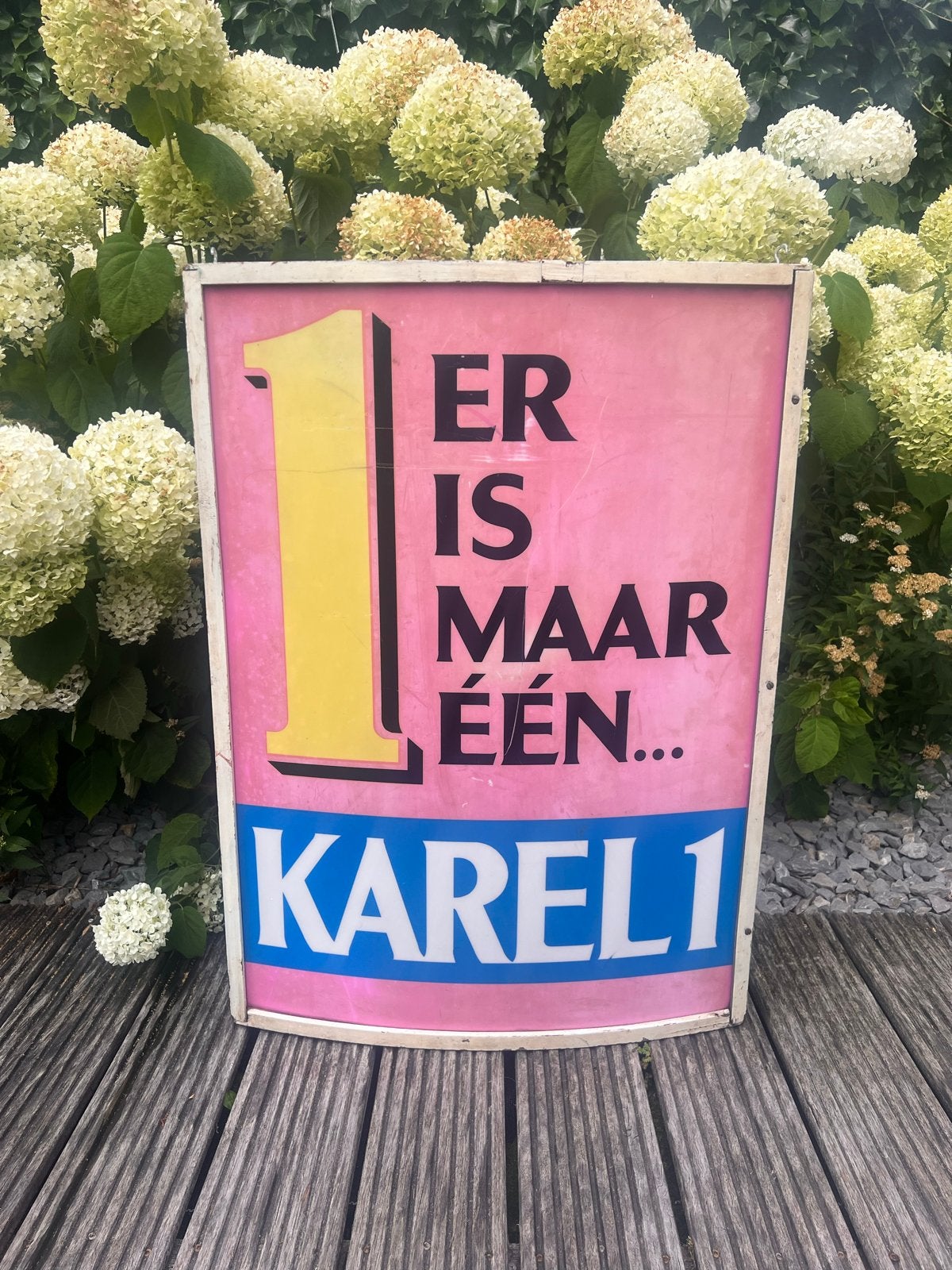 Vintage Oude Karel 1 Sigaren Lichtbak Reclamebord, Ophalen of Verzenden