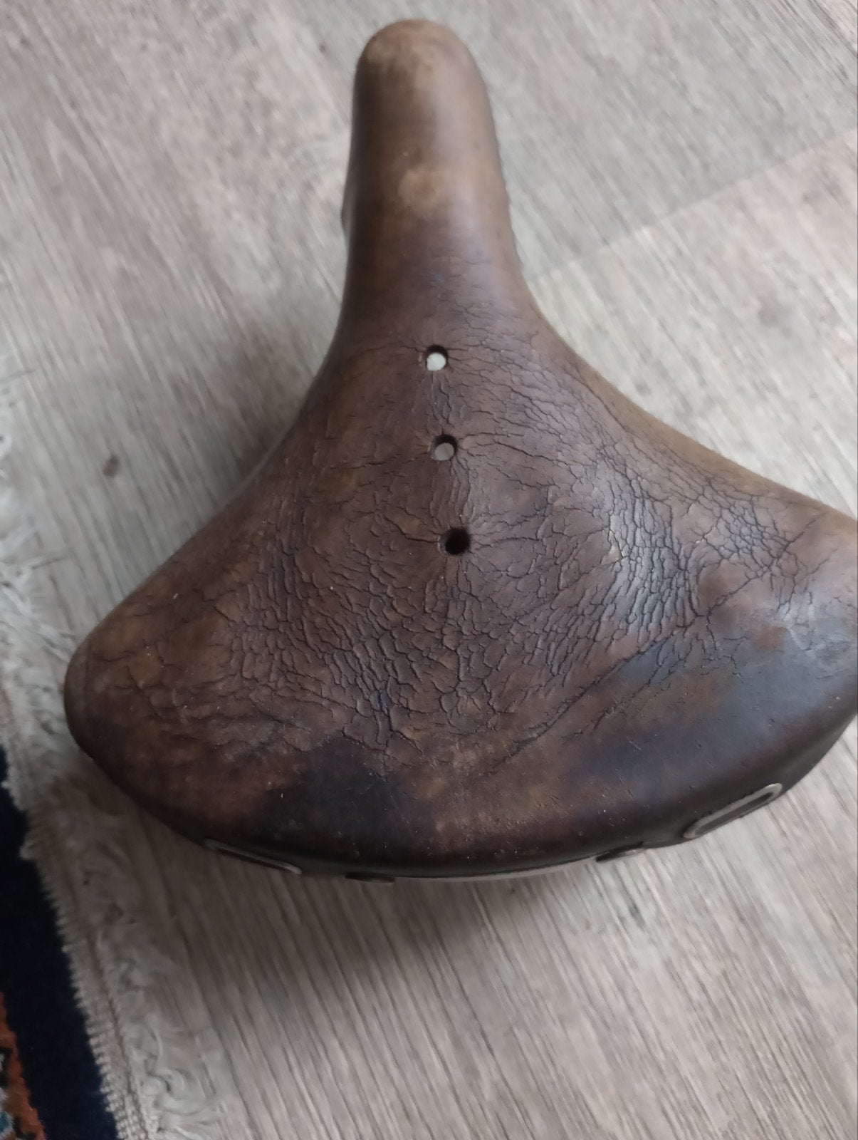 Lepper Zadel - Vintage Bruin Leer met Veren, Toerfiets, Gebruikt, Leer, Lepper