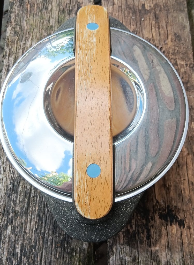 Vintage HACKMAN Rvs design pan met houten greep, Gebruikt, Ophalen of Verzenden, Rvs, Kookpan