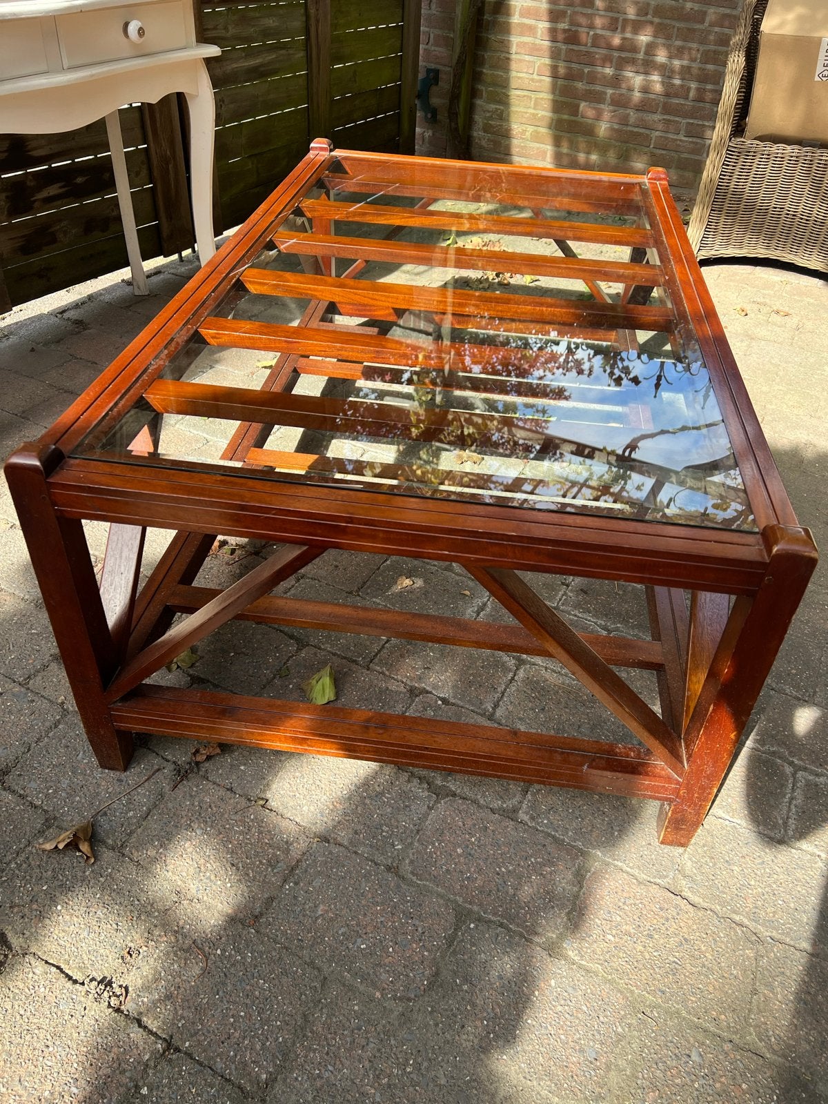 Salontafel met glazen blad - 140x80 cm, Ophalen, Gebruikt, 100 tot 150 cm, 50 tot 100 cm