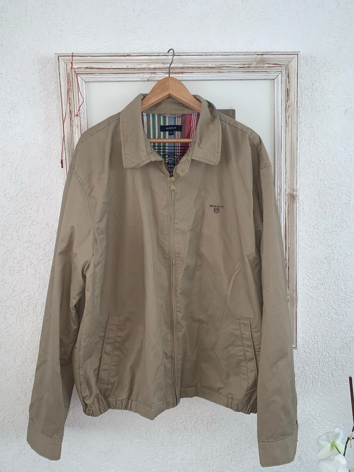 GANT The Windcheater jas - Beige geruit - Maat 2XL, Kleding | Heren, Ophalen of Verzenden, Gedragen, Overige maten, Beige