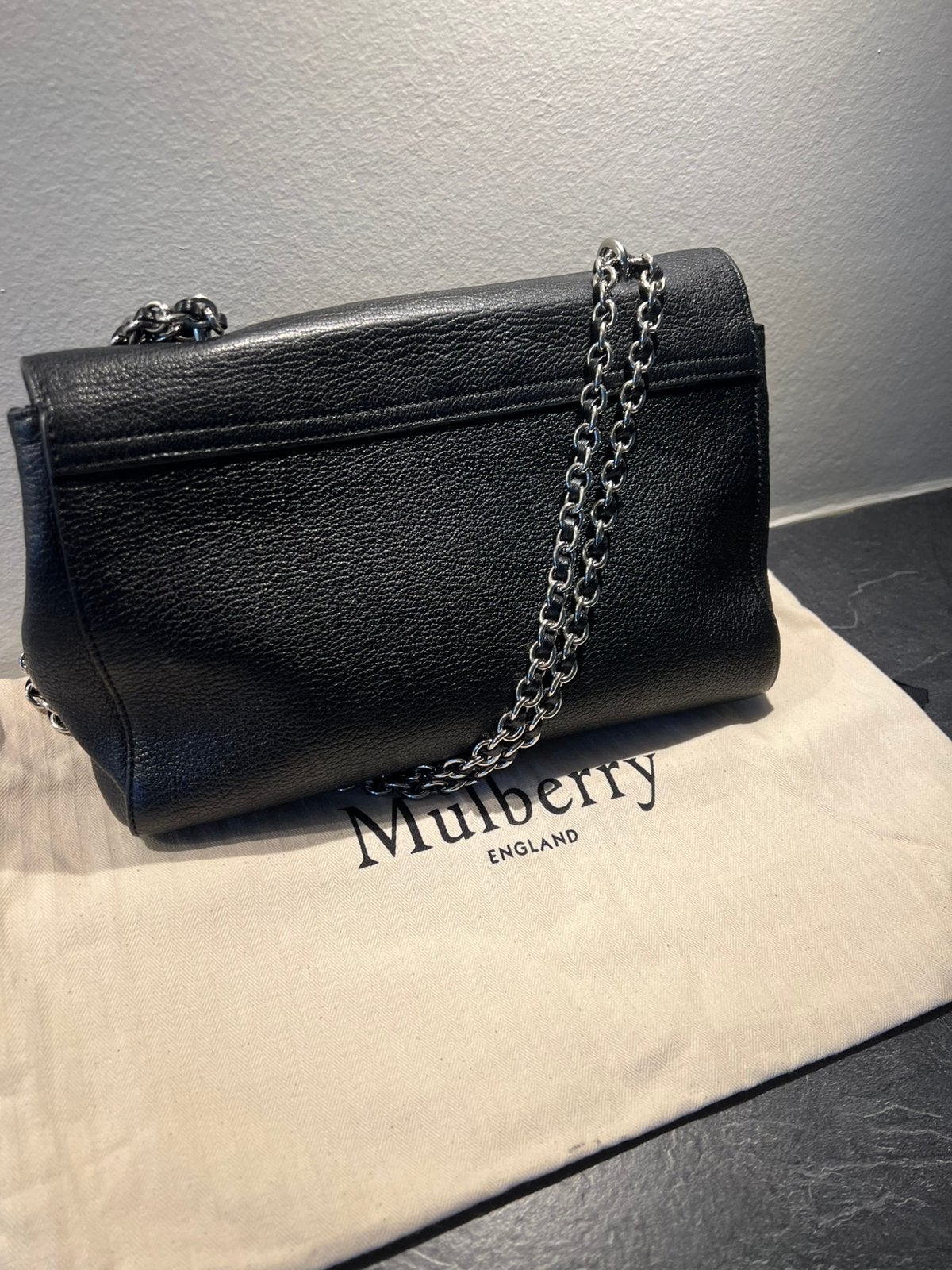 Mulberry Lily medium bag black glossy goat silver hardware, Sieraden, Tassen en Uiterlijk, Tassen | Damestassen, Zwart, Ophalen of Verzenden