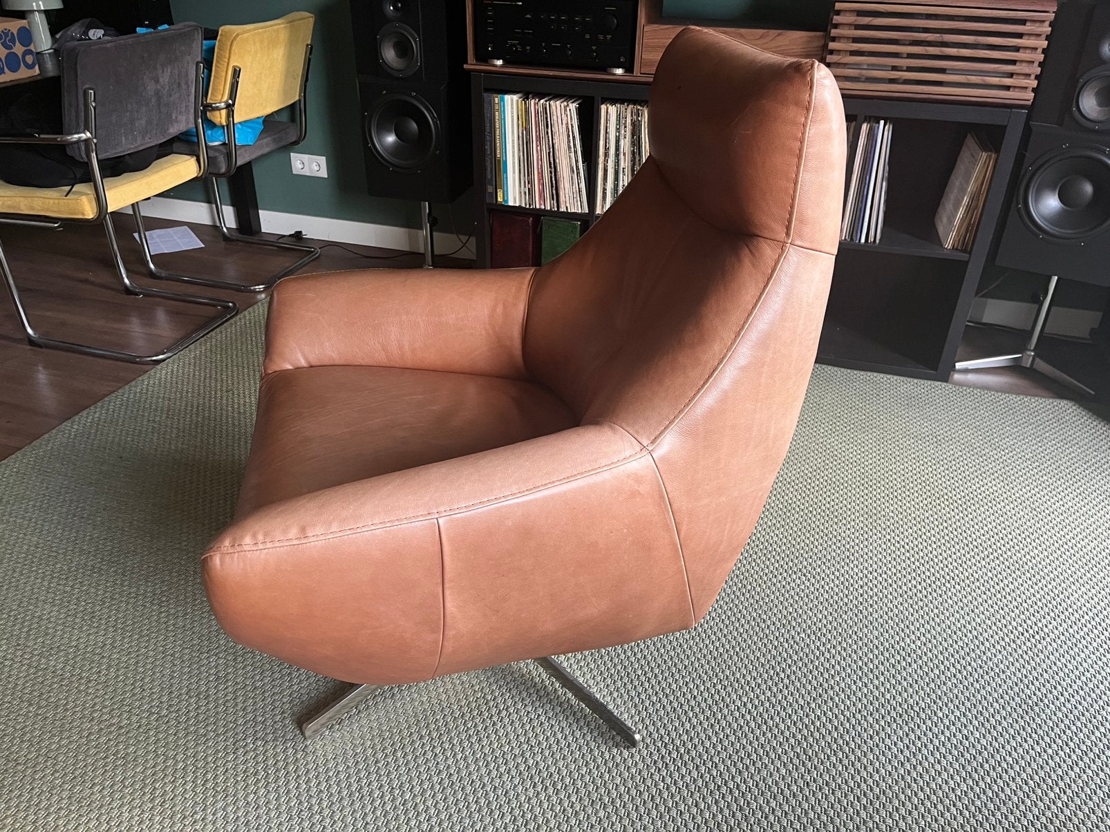 2 lederen fauteuils van goosens, Ophalen, Zo goed als nieuw, 75 tot 100 cm, 50 tot 75 cm