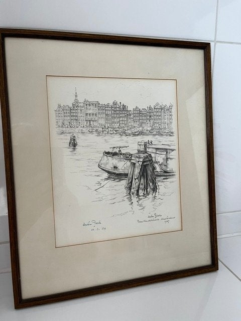 (Nadruk) gravure  Anton Pieck  Prins Hendrikkade Amsterdam, Antiek en Kunst, Kunst | Tekeningen en Foto's, Ophalen, Reproductie