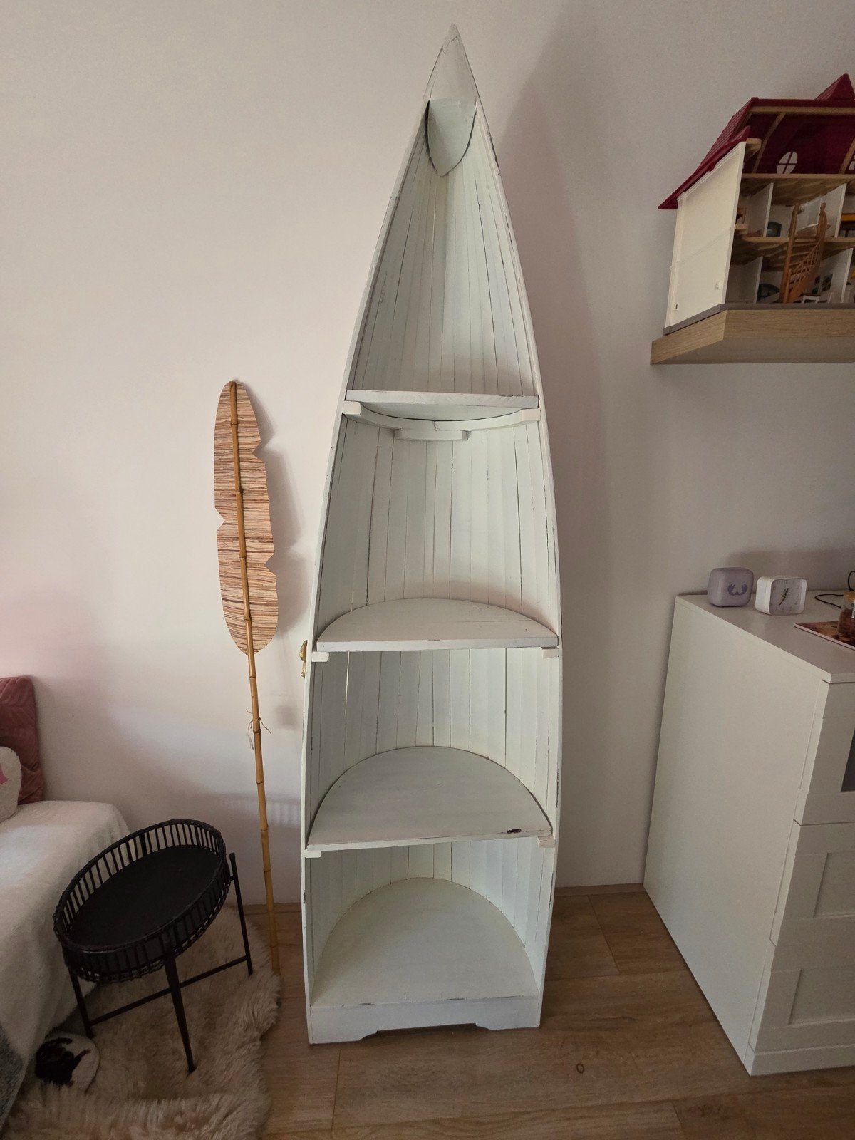 Unieke open kast in bootvorm - wit, Ophalen, Met plank(en), Minder dan 50 cm, Gebruikt