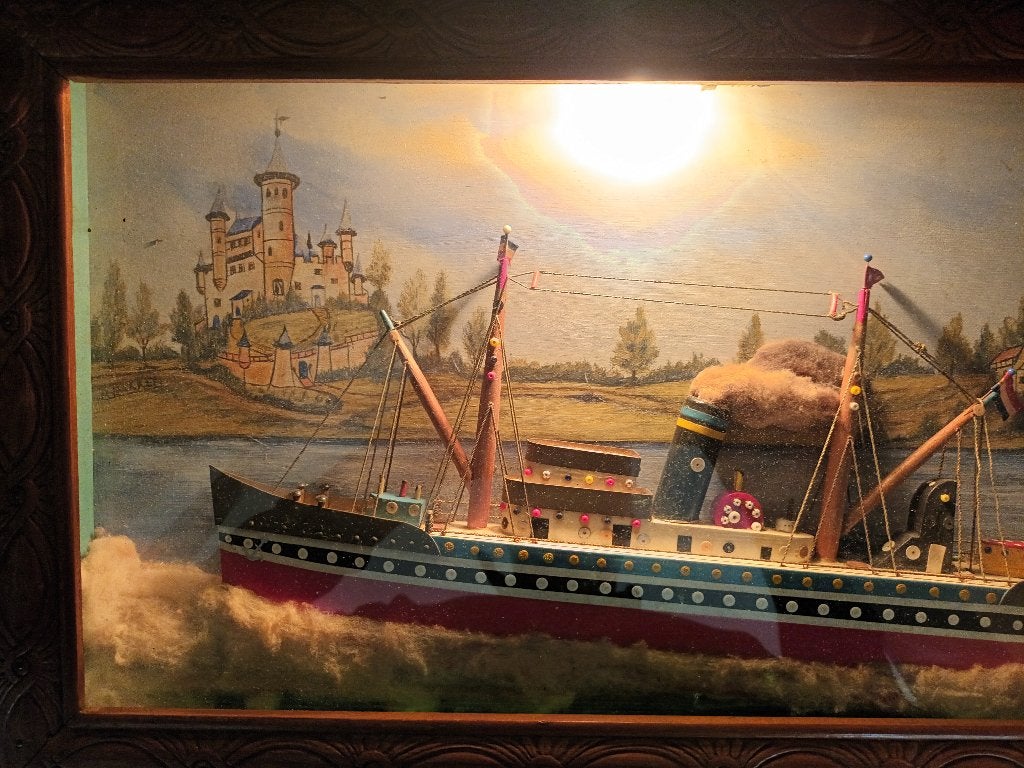 Oud diorama stoomboot stoomschip, Titanic, stoommachine, Antiek en Kunst, Ophalen