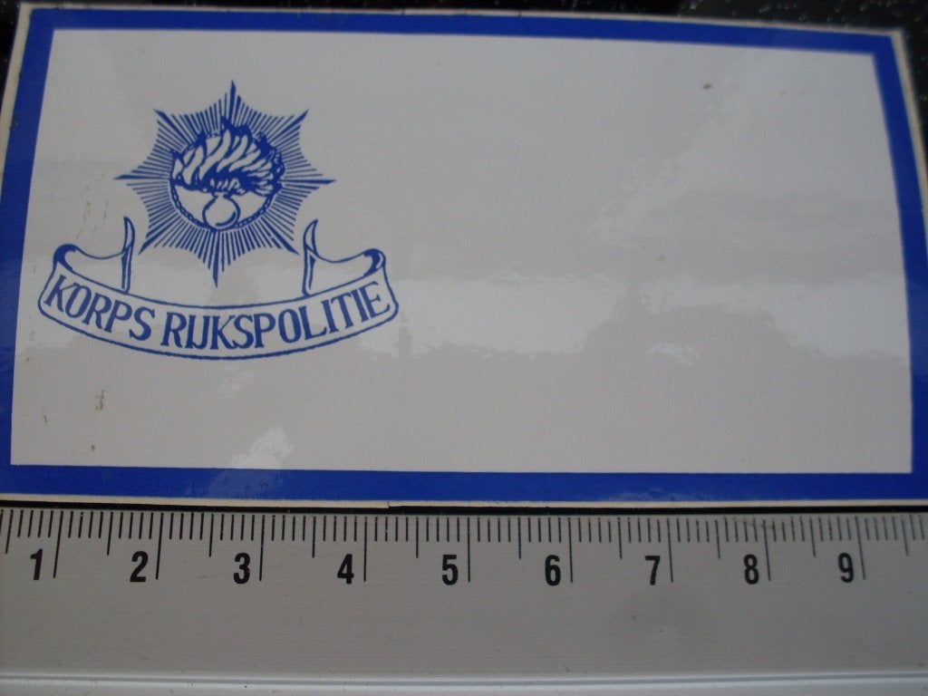 3x sticker korps rijkspolitie logo, Verzenden, Zo goed als nieuw, Bedrijf of Vereniging