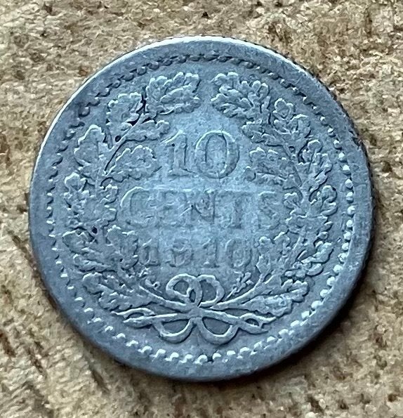 10 cent 1910 Wilhelmina, Ophalen, Zilver, 10 cent, Koningin Wilhelmina