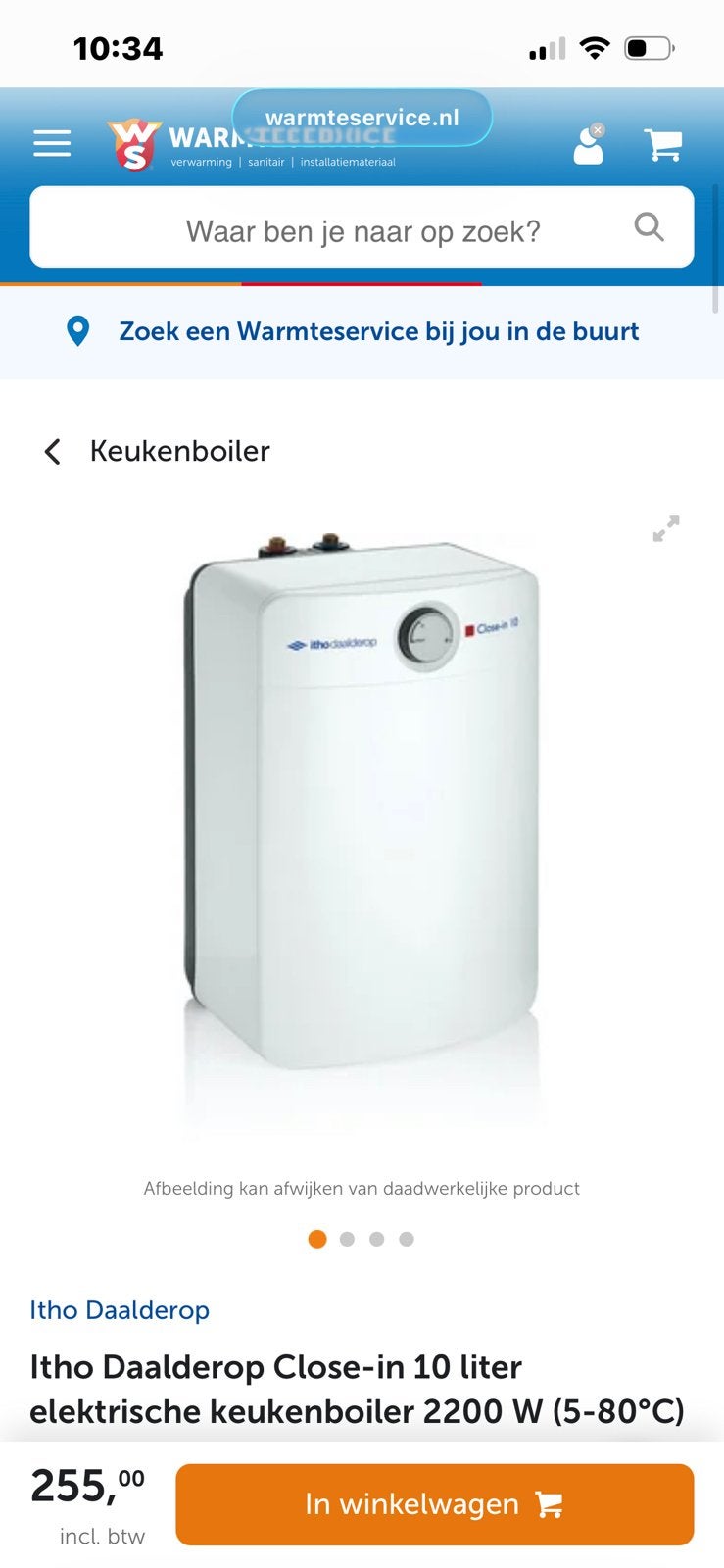 Itho Daalderop Close-in 10 liter elektrische keukenboiler, Doe-het-zelf en Verbouw, Ophalen, Aardgas, Boiler, Zo goed als nieuw